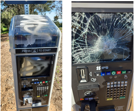 vandalized pay stations